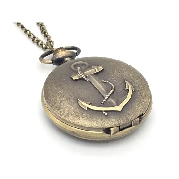 Anchor Pocket Watch – Vintage Look Nautical US Navy Sailor Marine Ocean Keepsake - Picture 2 of 10